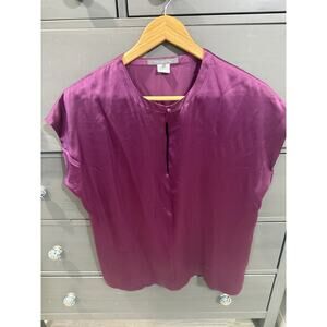 💯 % Silk Burgundy Blouse One Button Sz 10